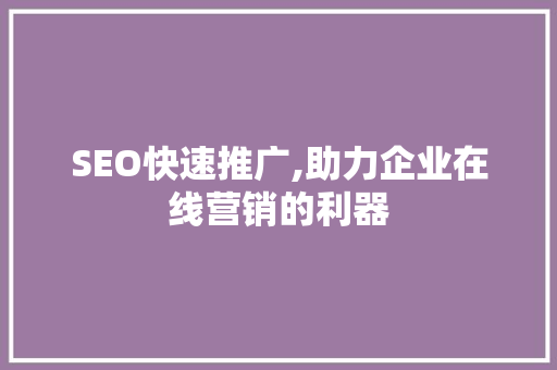 SEO快速推广,助力企业在线营销的利器