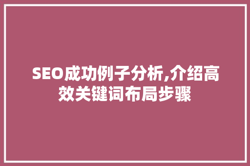SEO成功例子分析,介绍高效关键词布局步骤
