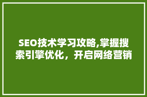 SEO技术学习攻略,掌握搜索引擎优化，开启网络营销新篇章