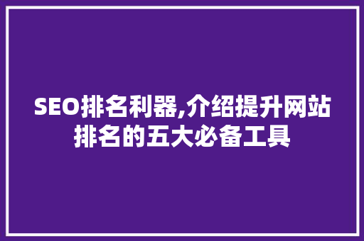 SEO排名利器,介绍提升网站排名的五大必备工具