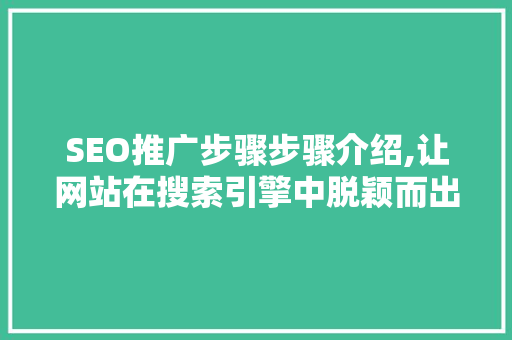 SEO推广步骤步骤介绍,让网站在搜索引擎中脱颖而出