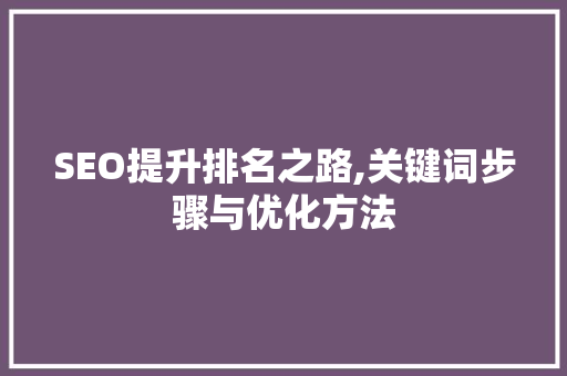 SEO提升排名之路,关键词步骤与优化方法