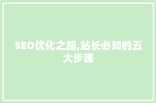 SEO优化之路,站长必知的五大步骤  第1张