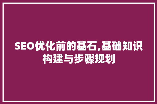 SEO优化前的基石,基础知识构建与步骤规划