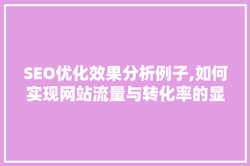 SEO优化效果分析例子,如何实现网站流量与转化率的显著提升