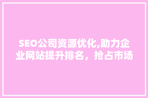 SEO公司资源优化,助力企业网站提升排名，抢占市场份额