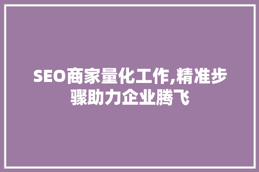 SEO商家量化工作,精准步骤助力企业腾飞