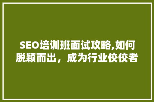 SEO培训班面试攻略,如何脱颖而出，成为行业佼佼者