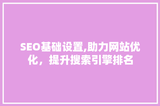SEO基础设置,助力网站优化，提升搜索引擎排名  第1张