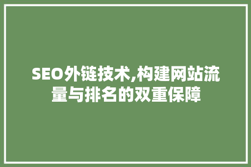 SEO外链技术,构建网站流量与排名的双重保障