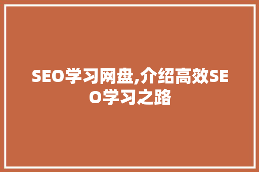 SEO学习网盘,介绍高效SEO学习之路