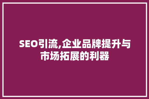 SEO引流,企业品牌提升与市场拓展的利器