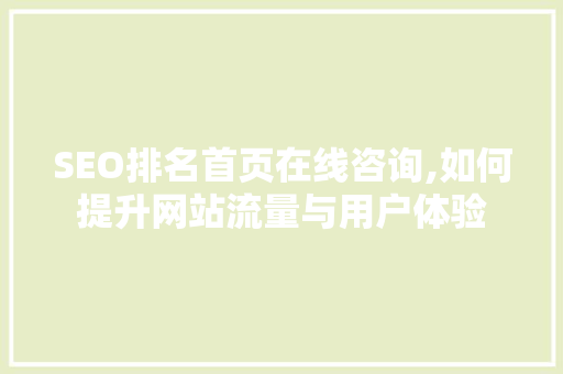 SEO排名首页在线咨询,如何提升网站流量与用户体验  第1张