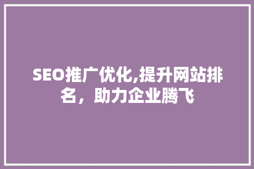SEO推广优化,提升网站排名，助力企业腾飞  第1张