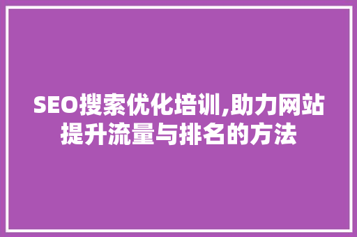 SEO搜索优化培训,助力网站提升流量与排名的方法