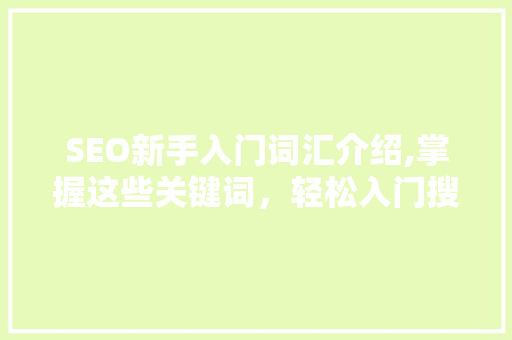 SEO新手入门词汇介绍,掌握这些关键词，轻松入门搜索引擎优化