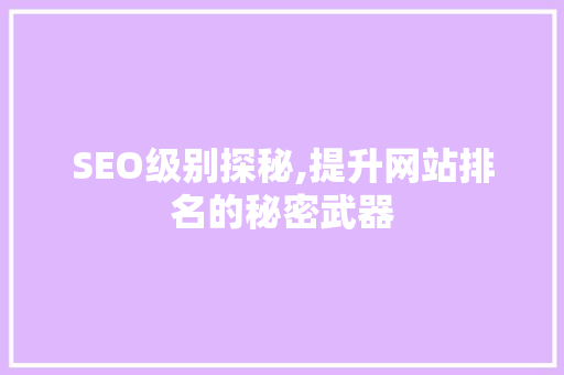 SEO级别探秘,提升网站排名的秘密武器