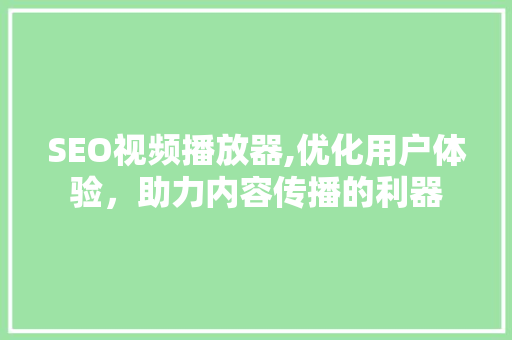 SEO视频播放器,优化用户体验，助力内容传播的利器  第1张