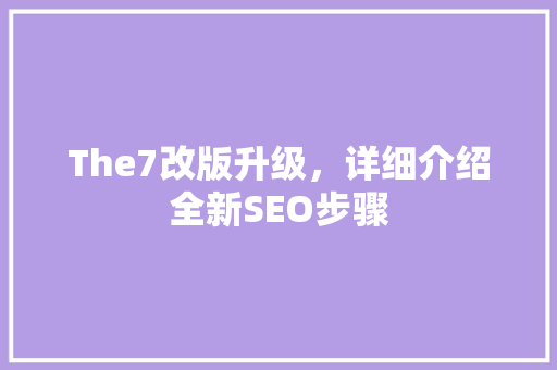 The7改版升级，详细介绍全新SEO步骤