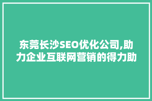 东莞长沙SEO优化公司,助力企业互联网营销的得力助手