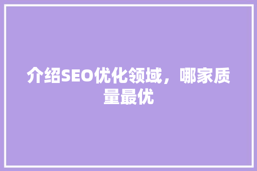 介绍SEO优化领域，哪家质量最优