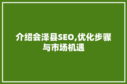 介绍会泽县SEO,优化步骤与市场机遇  第1张