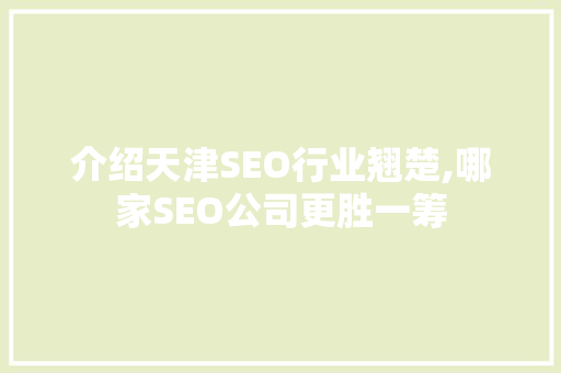 介绍天津SEO行业翘楚,哪家SEO公司更胜一筹  第1张