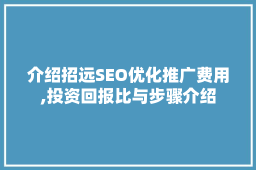 介绍招远SEO优化推广费用,投资回报比与步骤介绍