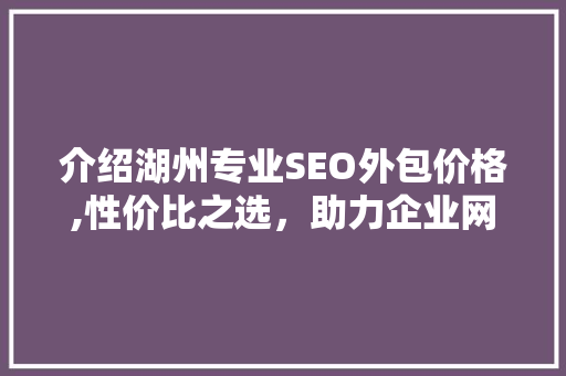 介绍湖州专业SEO外包价格,性价比之选，助力企业网络营销腾飞