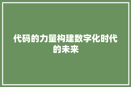代码的力量构建数字化时代的未来