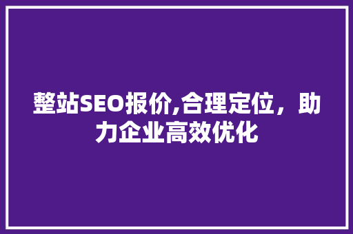 整站SEO报价,合理定位，助力企业高效优化