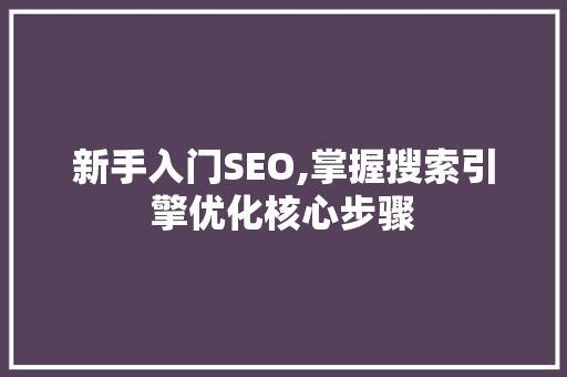 新手入门SEO,掌握搜索引擎优化核心步骤
