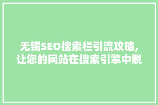 无锡SEO搜索栏引流攻略,让您的网站在搜索引擎中脱颖而出
