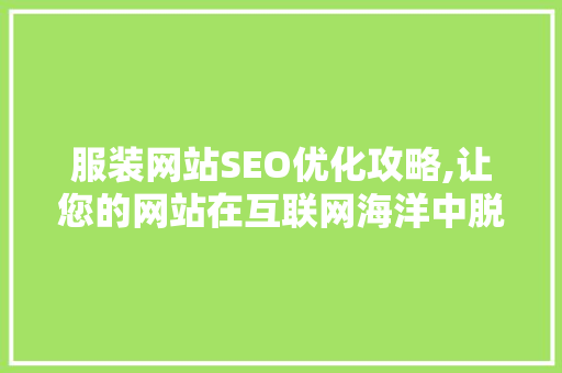 服装网站SEO优化攻略,让您的网站在互联网海洋中脱颖而出