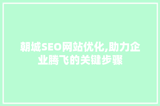 朝城SEO网站优化,助力企业腾飞的关键步骤