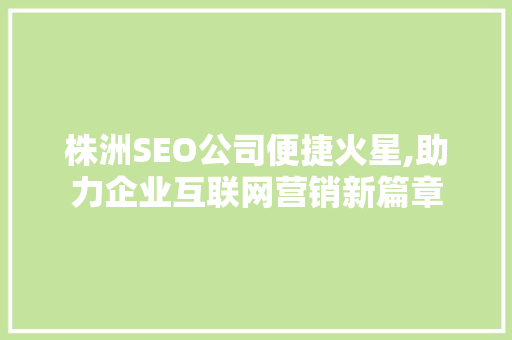 株洲SEO公司便捷火星,助力企业互联网营销新篇章  第1张
