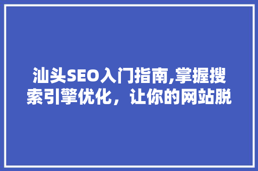 汕头SEO入门指南,掌握搜索引擎优化，让你的网站脱颖而出