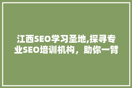江西SEO学习圣地,探寻专业SEO培训机构，助你一臂之力