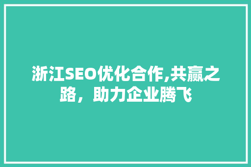 浙江SEO优化合作,共赢之路，助力企业腾飞