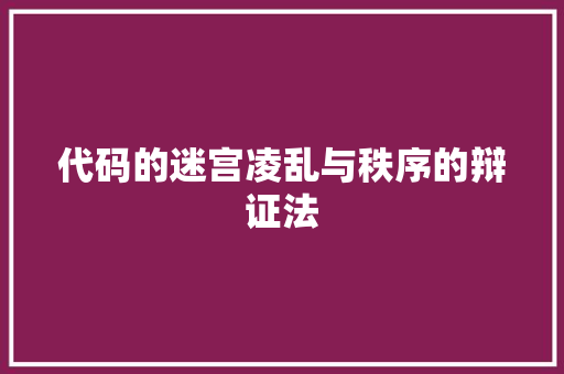 代码的迷宫凌乱与秩序的辩证法