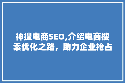 神搜电商SEO,介绍电商搜索优化之路，助力企业抢占市场先机