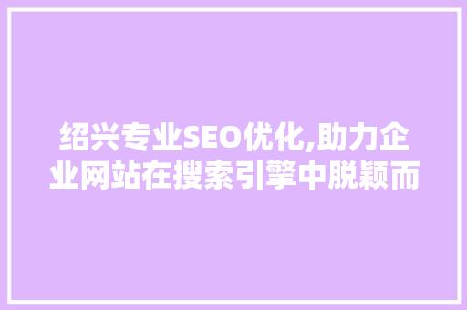 绍兴专业SEO优化,助力企业网站在搜索引擎中脱颖而出