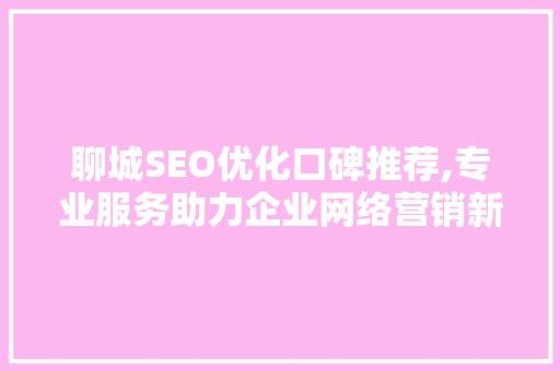 聊城SEO优化口碑推荐,专业服务助力企业网络营销新篇章