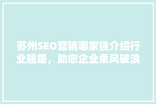 苏州SEO营销哪家强介绍行业翘楚，助您企业乘风破浪