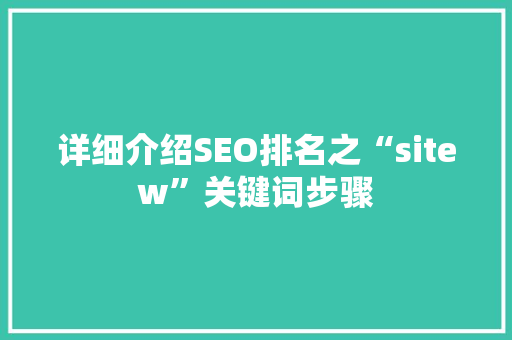 详细介绍SEO排名之“sitew”关键词步骤