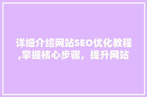 详细介绍网站SEO优化教程,掌握核心步骤，提升网站排名