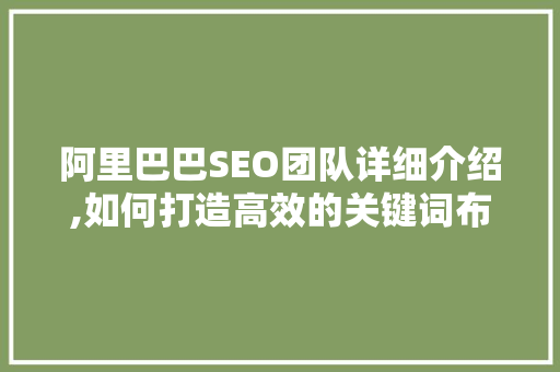 阿里巴巴SEO团队详细介绍,如何打造高效的关键词布局步骤  第1张