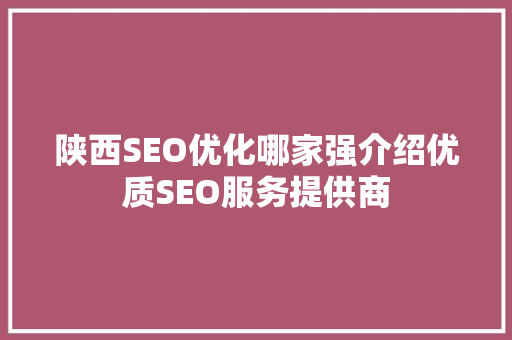 陕西SEO优化哪家强介绍优质SEO服务提供商