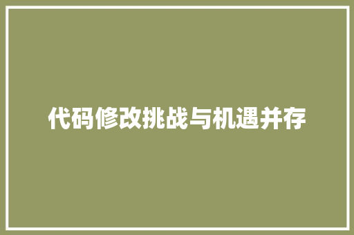 代码修改挑战与机遇并存