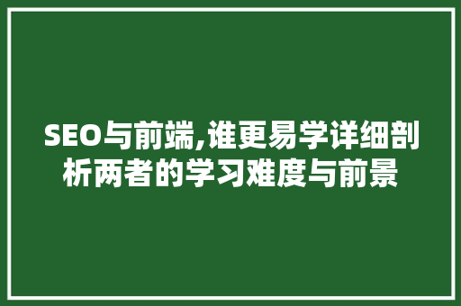SEO与前端,谁更易学详细剖析两者的学习难度与前景